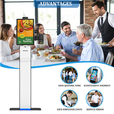 Fast Food Self Checkin Kiosk with Capacitive Touch 10 Point Screen 1920X1080 Resolution and Facial Recognition for Restaurants